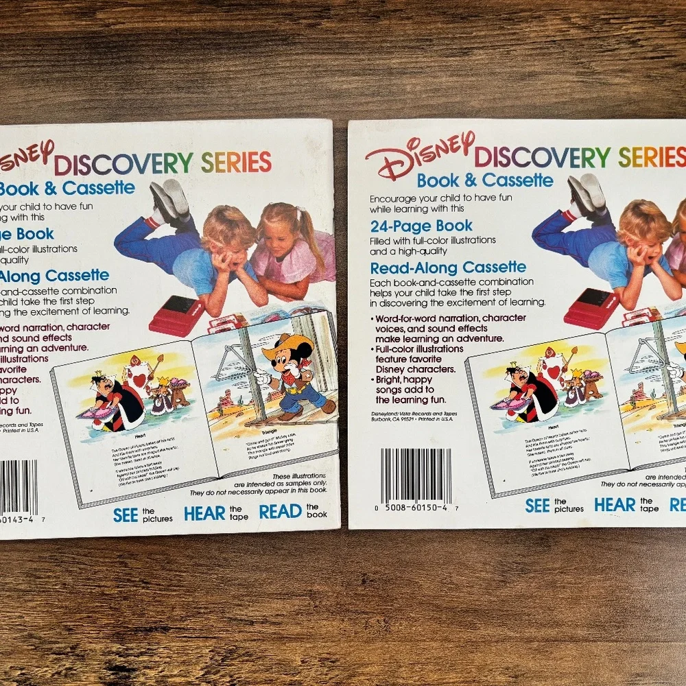 VINTAGE Walt DISNEY Discovery COUNTING FUN & PEOPLE AT WORK Read Cassette Books